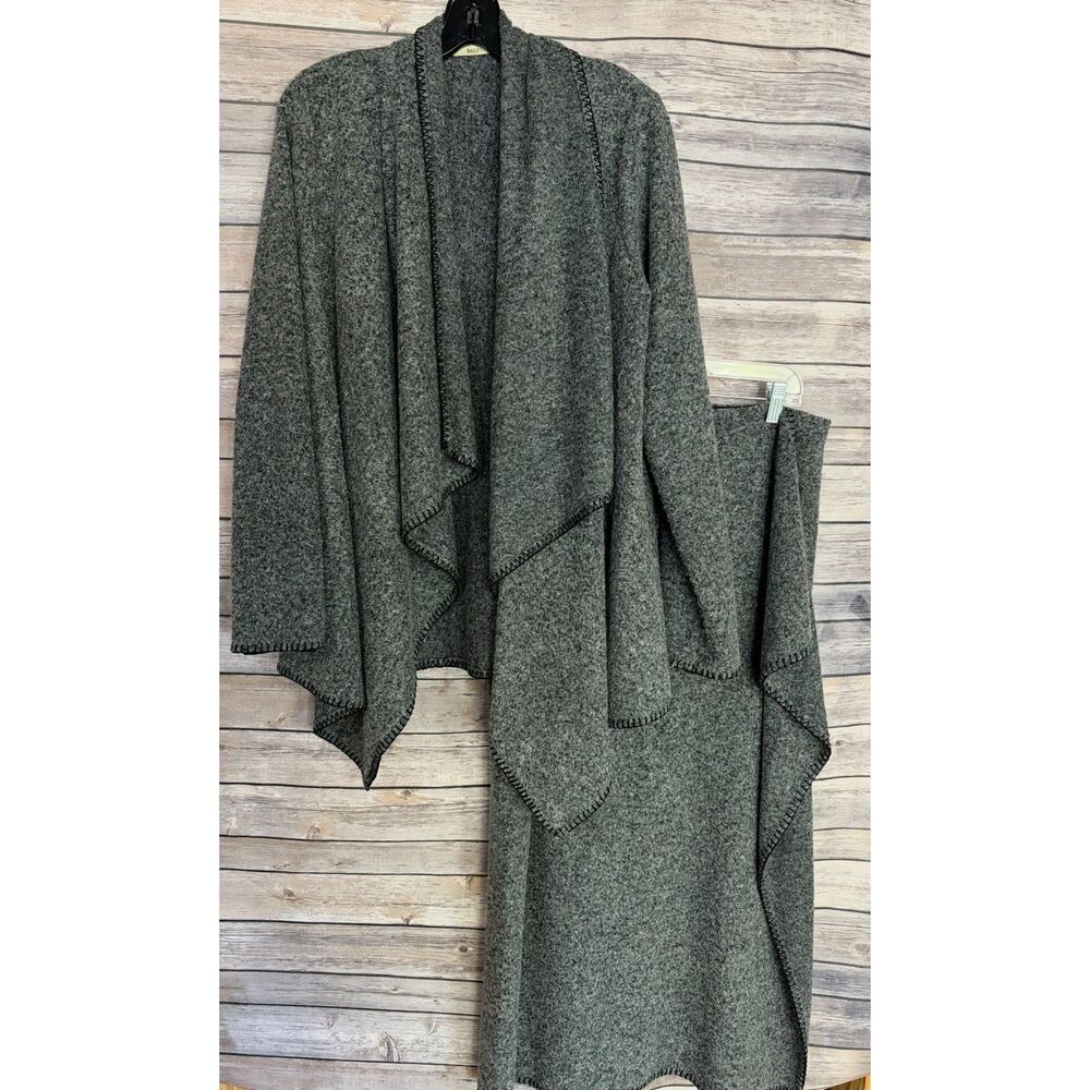 Bailey 44 Open Front Asymmetrical Blanket Coat Cardigan & Skirt Sz L Fall